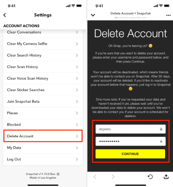 Delete Your Snapchat Account 