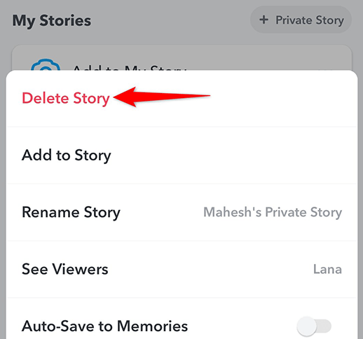 Delete a Private Snapchat Story