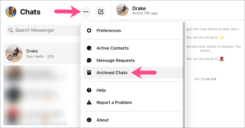 facebook messages archived messages