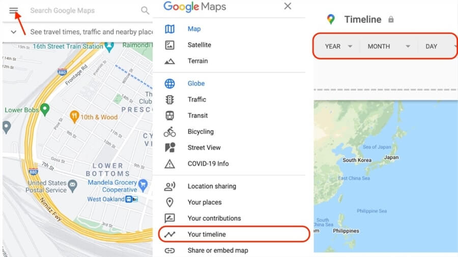 Use Google Map Timeline