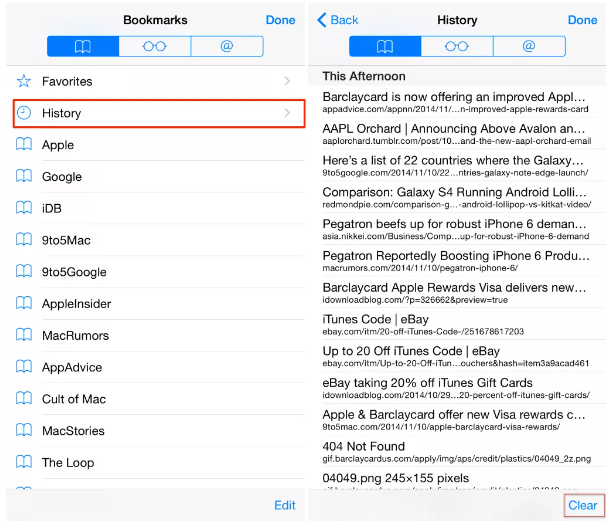 how to check safari history on iphone
