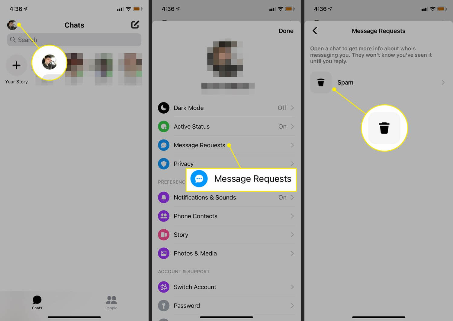see secret conversation on Facebook Messenger from iphone