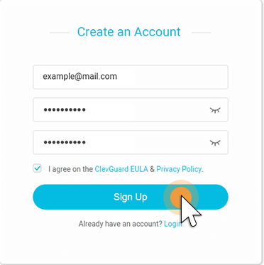 creat KidsGuard Pro account