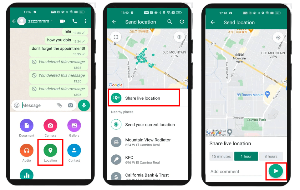 Track Cell Phone Location with WhatsApp Live Location