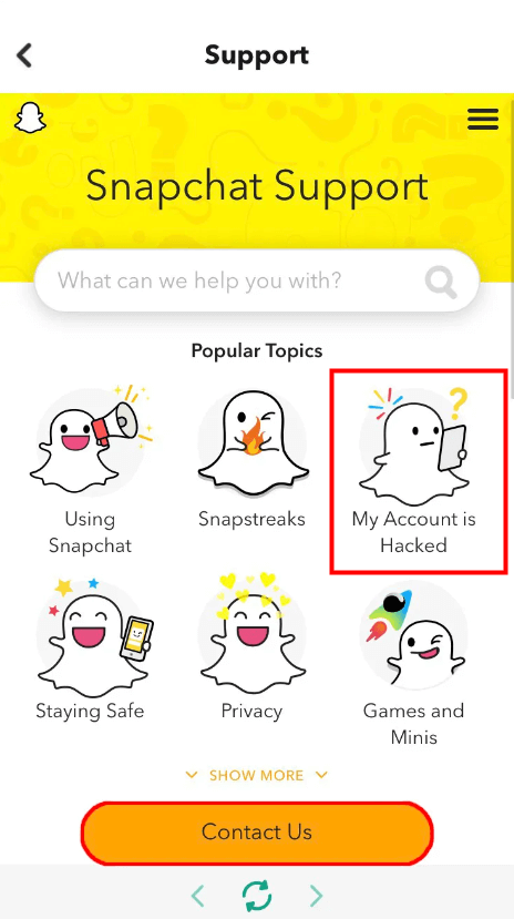 Snapchat support