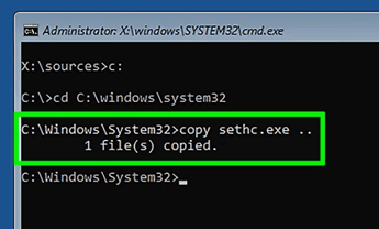 Type copy sethc.exe ..