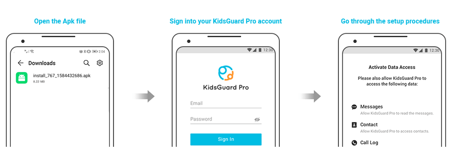 install and setup kidsguard pro